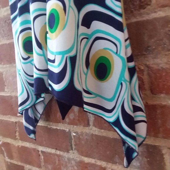 M.K.M DESIGNS Blue & White Multicolor Sleeveless Blouse Shirt Top Tunic Women S - Picture 6 of 14